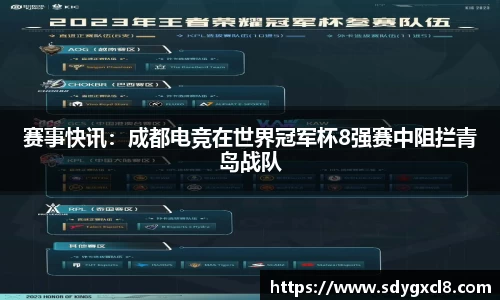 赛事快讯：成都电竞在世界冠军杯8强赛中阻拦青岛战队